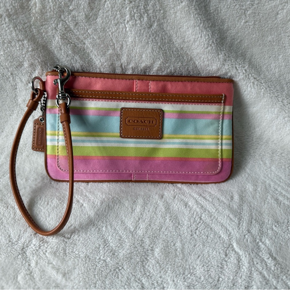 Coach Multicolor Striped Wristlet